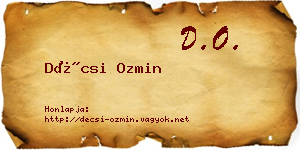 Décsi Ozmin névjegykártya